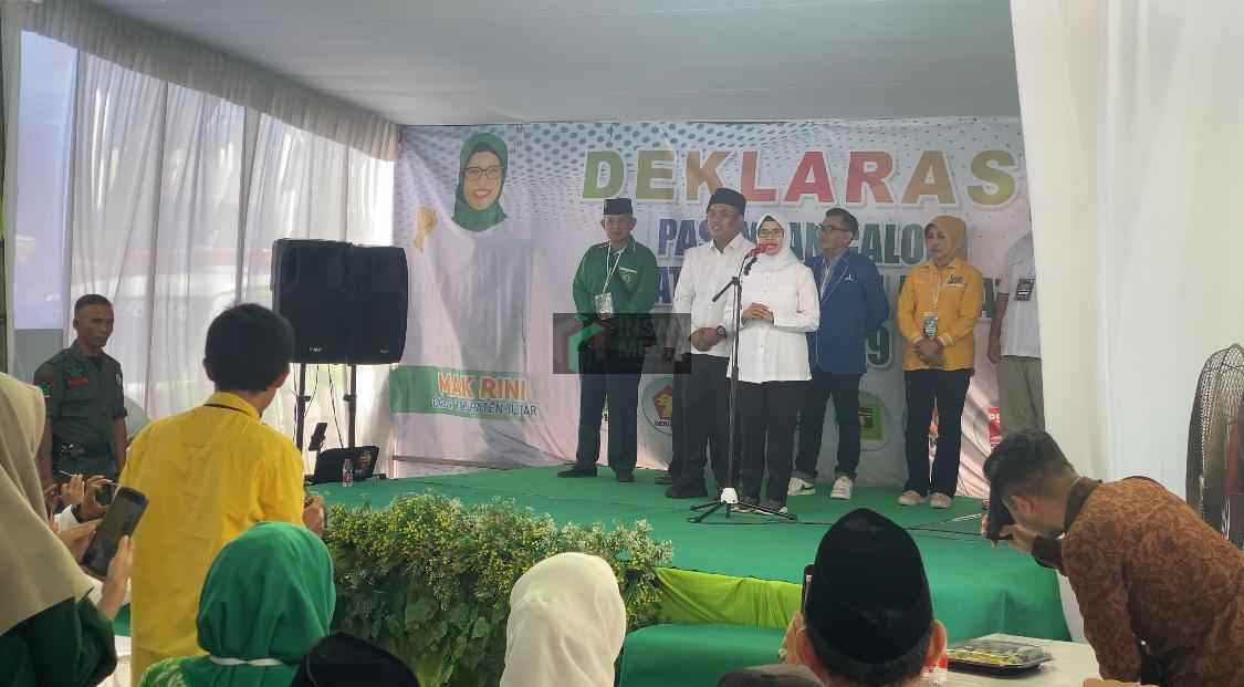 Deklarasi Bakal Calon Bupati dan Wakil Bupati Blitar, Hj Rini Syarifah dan Abdul Ghoni di Kantor DPC PKB Kabupaten Blitar