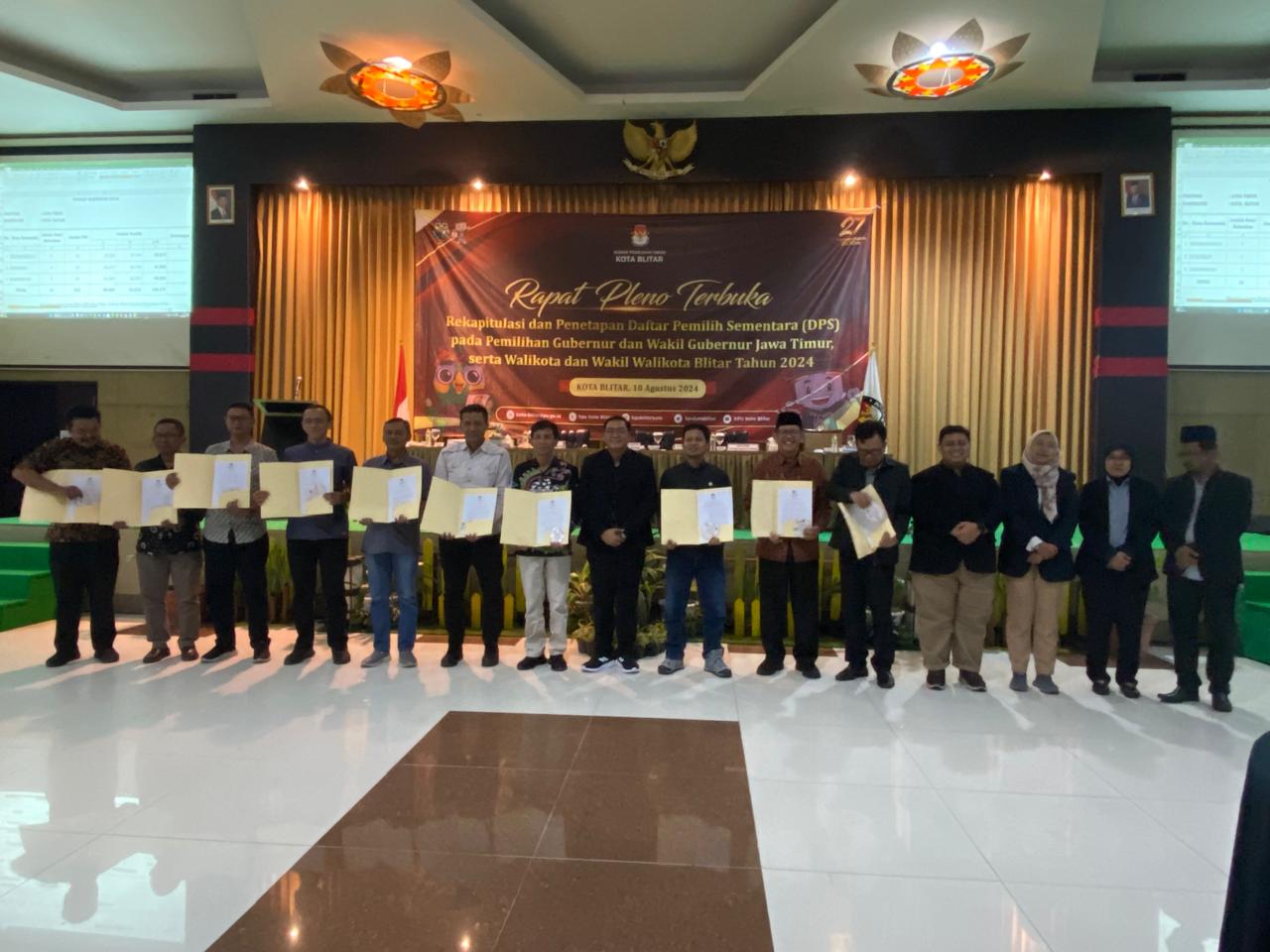 KPU Kota Blitar Umumkan DPS Pilwali, Banyak Mana dengan DPT Pileg ? apat Pleno Penetapan DPS Pilkada kota blitar 2024