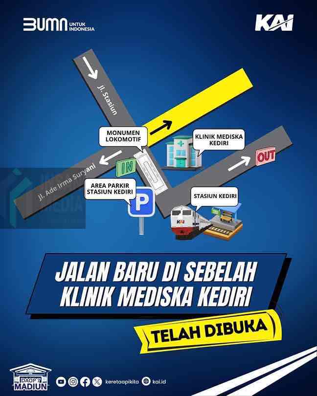 KAI Operasikan Jalan Baru di Sebelah Klinik Mediska Kediri untuk Mobilitas Masyarakat Peta KAI Operasikan Jalan Baru di Sebelah Klinik Mediska Kediri untuk Mobilitas Masyarakat