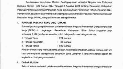 Pengumuman Lowongan PPPK Kabupaten Blitar