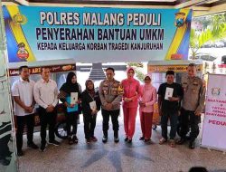 Bentuk Kepedulian, Polres Malang Salurkan Bantuan UMKM Dukung Korban Tragedi Kanjuruhan Bentuk Kepedulian, Polres Malang Salurkan Bantuan UMKM Dukung Korban Tragedi Kanjuruhan