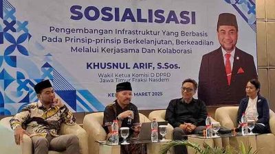 Wakil Ketua Komisi D DPRD Provinsi Jawa Timur Khusnul Arif S.Sos Menggelar Sosialisasi Pembangunan dan Infrastruktur di Kediri Bersama Ormas, Mahasiswa, dan Pekerja Media