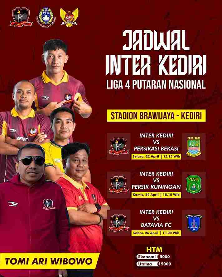 Harga Tiket Cuma Rp5 Ribu, Ayo Nonton Inter Kediri di Putaran Nasional liga 4 Nda !!! Jaduwal Liga 4 Grup J di Stadion Brawijaya Kota Kediri