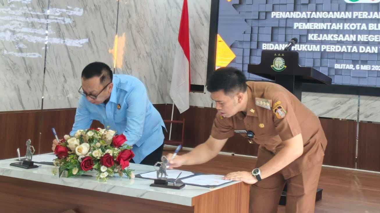 Sinergi Pemkot Blitar-Kejari, Jalin Kerja Sama Bidang Perdata dan Tata Usaha Negara  Penandatangan MoU Antara Pemkot Blitar dan Kejari Blitar