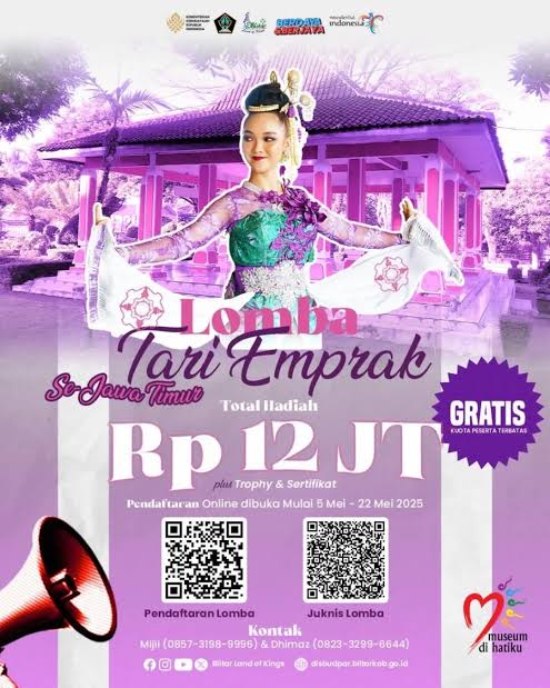 Ikuti Lomba Tari Emprak Blitar, Peserta se-Jawa Timur, Catat Jadwalnya Poster lomba tari Emprak
