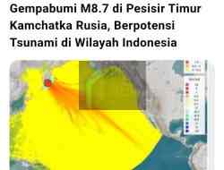 Gempa M 8,7 Guncang Dekat Kamchatka, Rusia, Sejumlah Wilayah Indonesia Berstatus Waspada Tsunami Gempa M 8,7 Guncang Dekat Kamchatka, Rusia, Sejumlah Wilayah Indonesia Berstatus Waspada Tsunami
