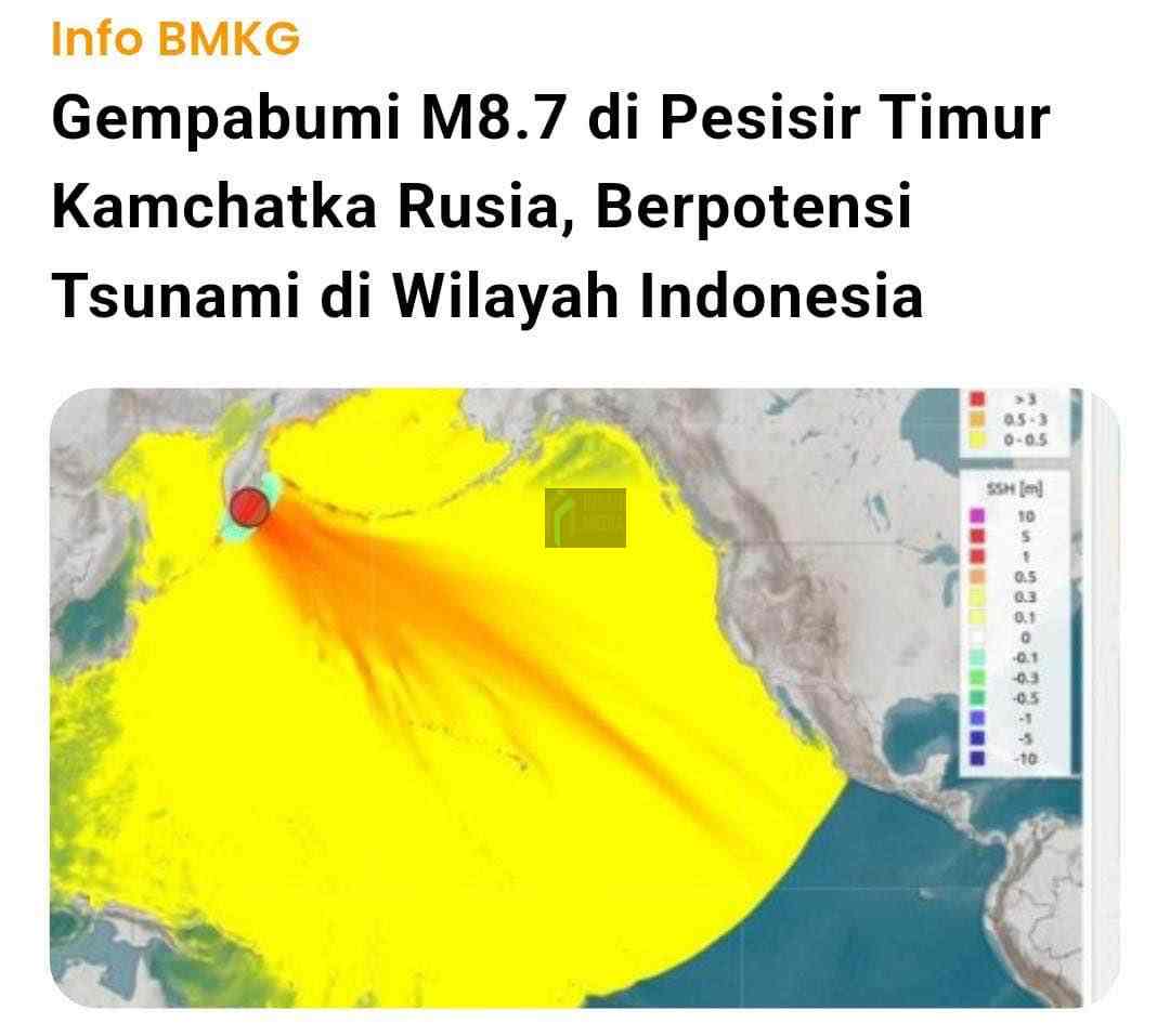 Gempa M 8,7 Guncang Dekat Kamchatka, Rusia, Sejumlah Wilayah Indonesia Berstatus Waspada Tsunami Gempa Bumi Kamchatka Rusia