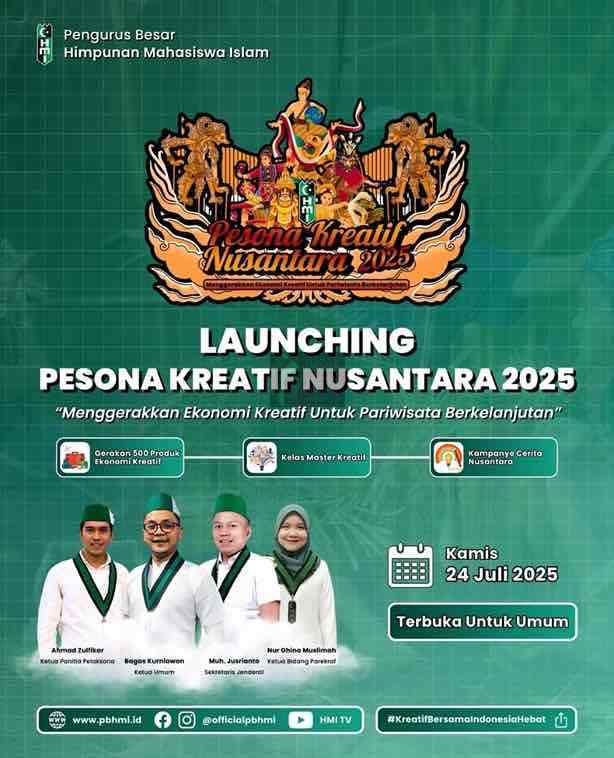 PB HMI Launching Pesona Kreatif Nusantara 2025, Bentuk Dukungan UMKM dan Pariwisata PB HMI Melaunching Program Pesona Kreatif Nusantara 2025