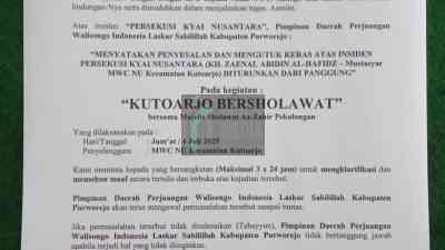 PD PWI Laskar Sabilillah Purworejo Sesalkan Persekusi Kyai, Minta Panitia Tabayyun