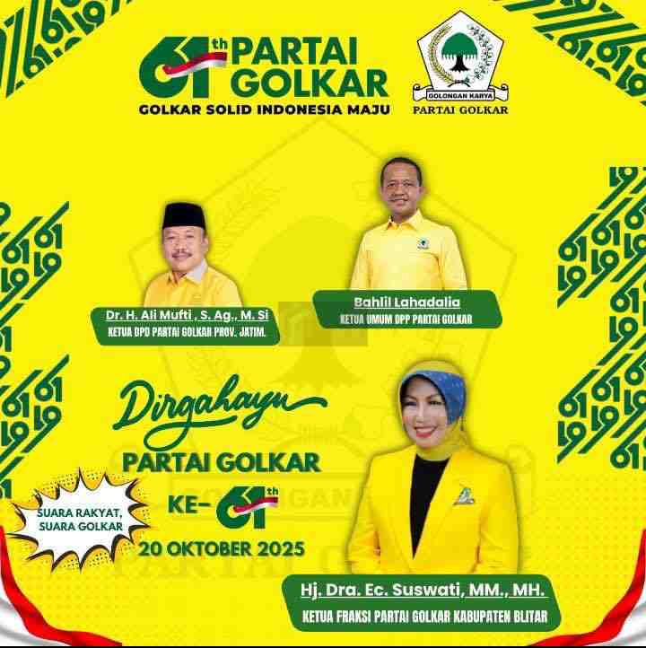 HUT Golkar ke-61, Siapa Ketua DPD Golkar Kabupaten Blitar Berikutnya ? Ucapan HUT Golkar dari Suswati