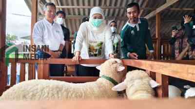 Gubernur Jawa Timur Khofifah Indar Parawangsa saat Mengunjungi Sekolah Inovatif Ketahanan Pangan di Kabupaten Kediri