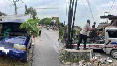 Dua Pick Up Isuzu Carry Bertabrakan di Talun, Blitar, Satu Pengemudi Luka