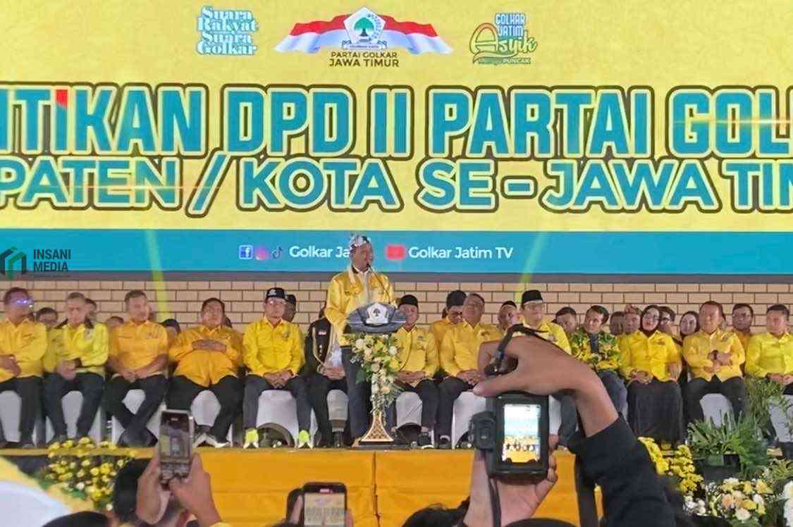 Ketua DPP Partai Golkar Bahlil Lahadalia saat Menghadiri Pelantikan Pengurus DPD Partai Golkar KabupatenKota Se Jawa Timur