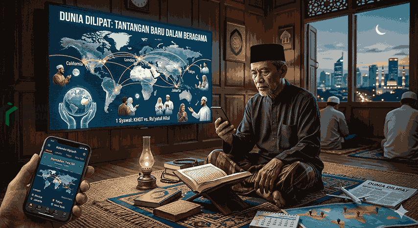 Dunia Dilipat, Tantangan Baru dalam Beragama Ilustrasi Dunia dalam Gengaman Gawai HP