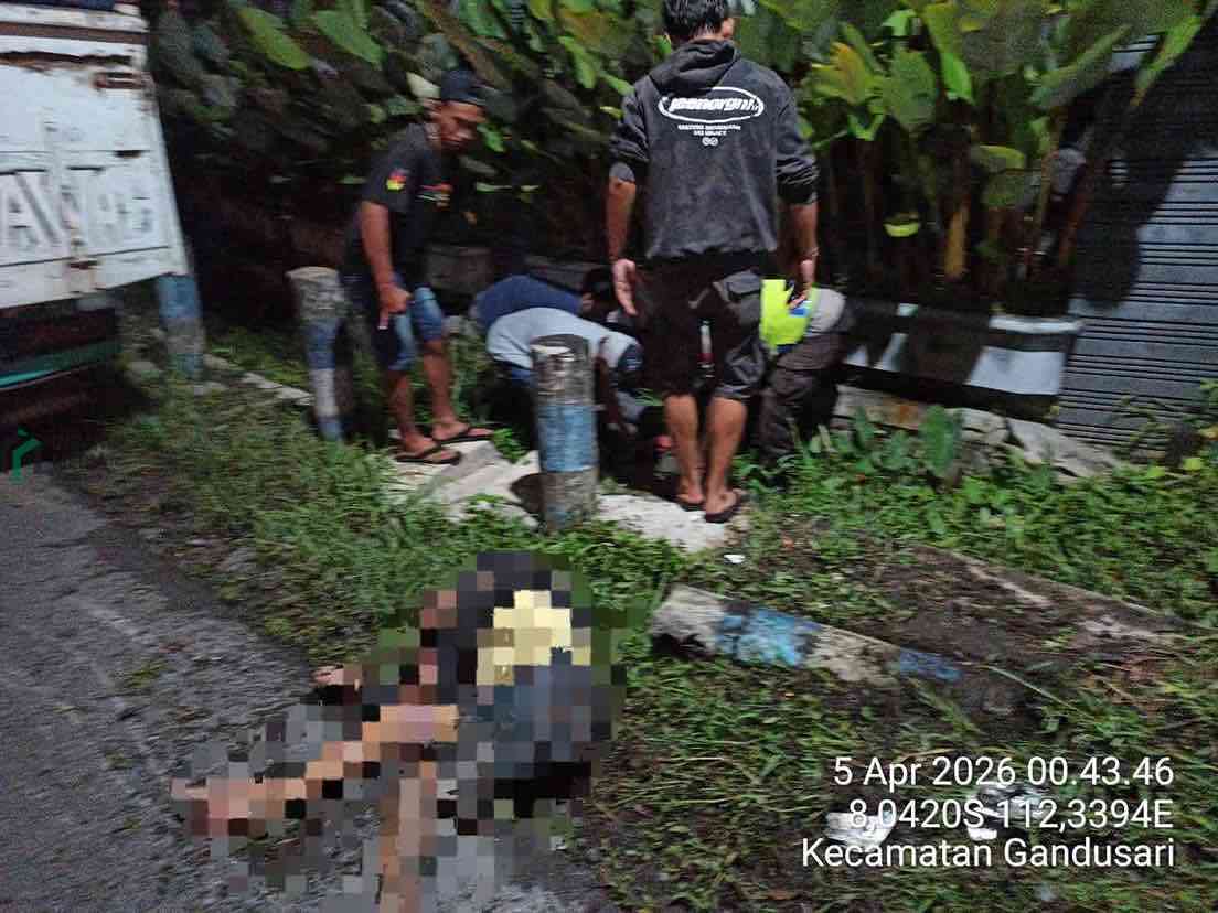 Kecelakaan Maut di Gandusari Blitar, Pengendara Motor Meninggal Dunia, Satu Kritis Kecelakaan di Gandusari