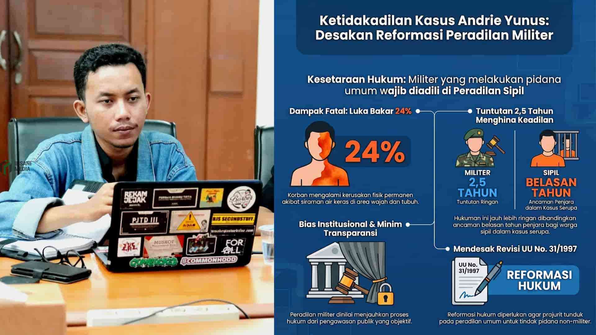Hanya Dituntut 2,5 Tahun, Kasus Air Keras Andrie Yunus Memicu Desakan Reformasi Peradilan Militer Reyda hafis