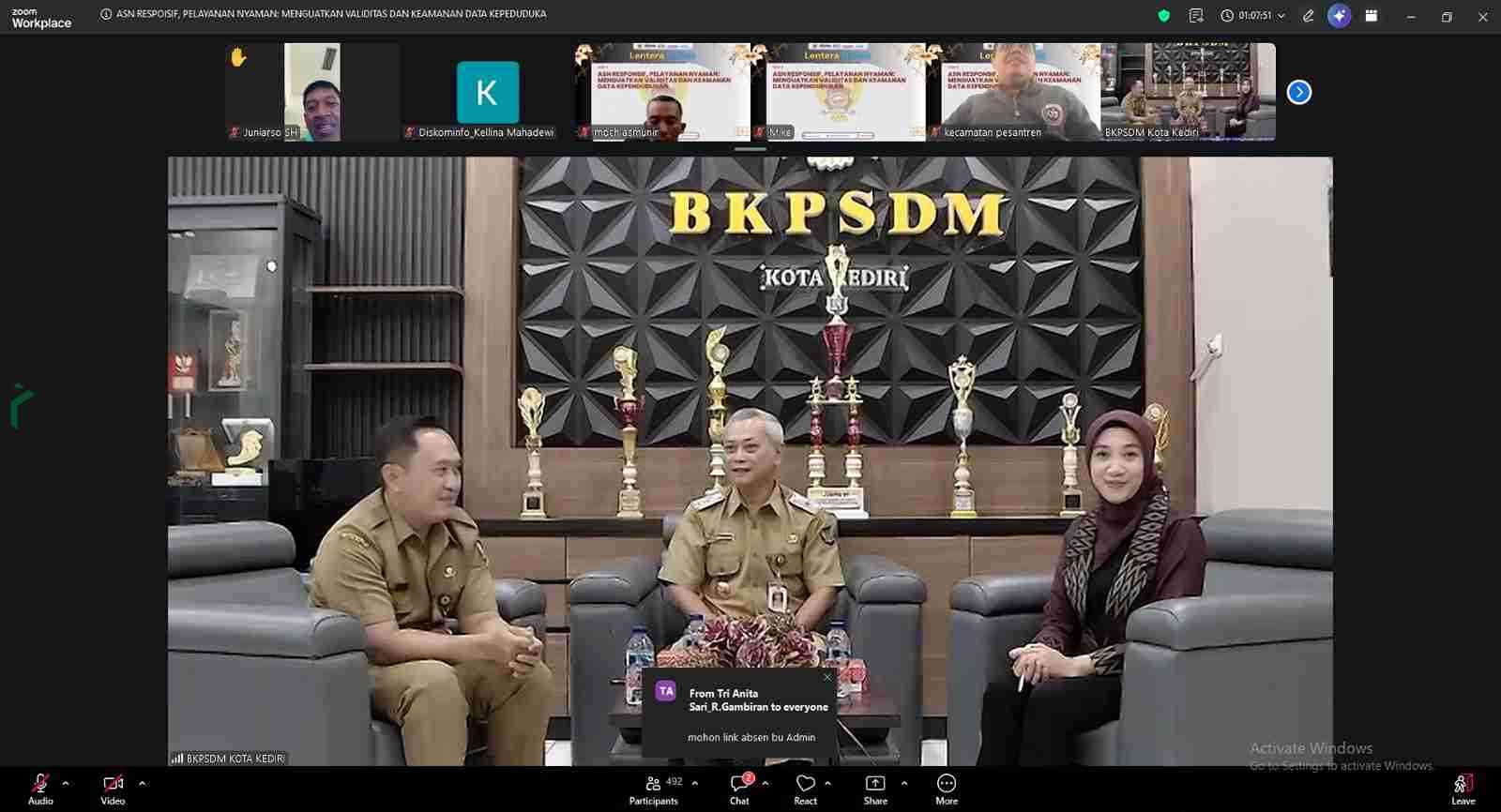 Dispendukcapil Kota Kediri Gelar Webinar Lentera MAPAN untuk Perkuat Data Kependudukan