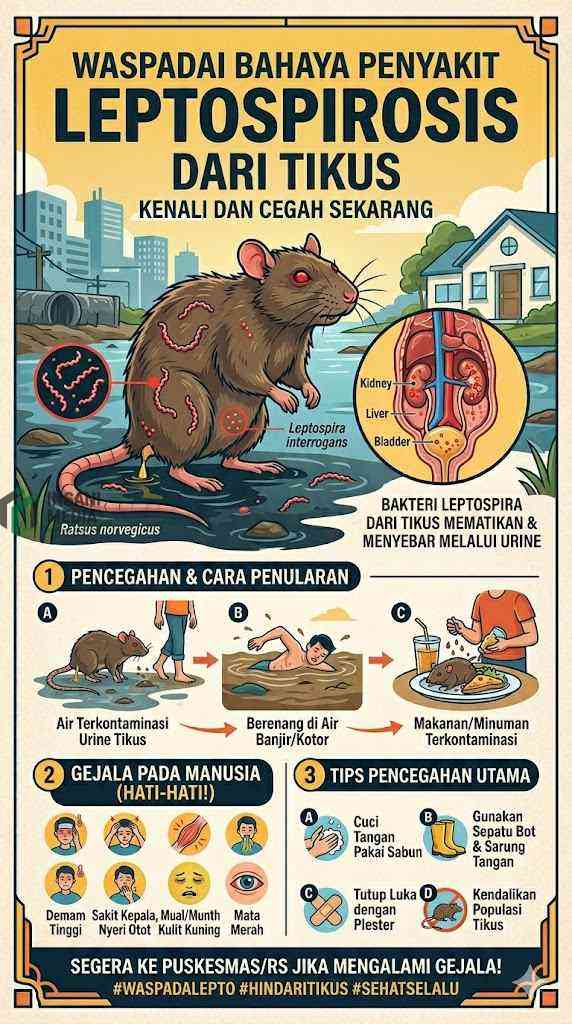 Ilustrasi Bahaya Penyakit Leptospirosis yang Disebabkan Bakteri pada Tikus