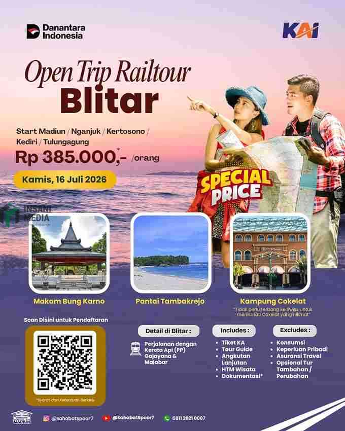 KAI DAOP 7 Madiun Buka Open Trip Rail Tour Blitar