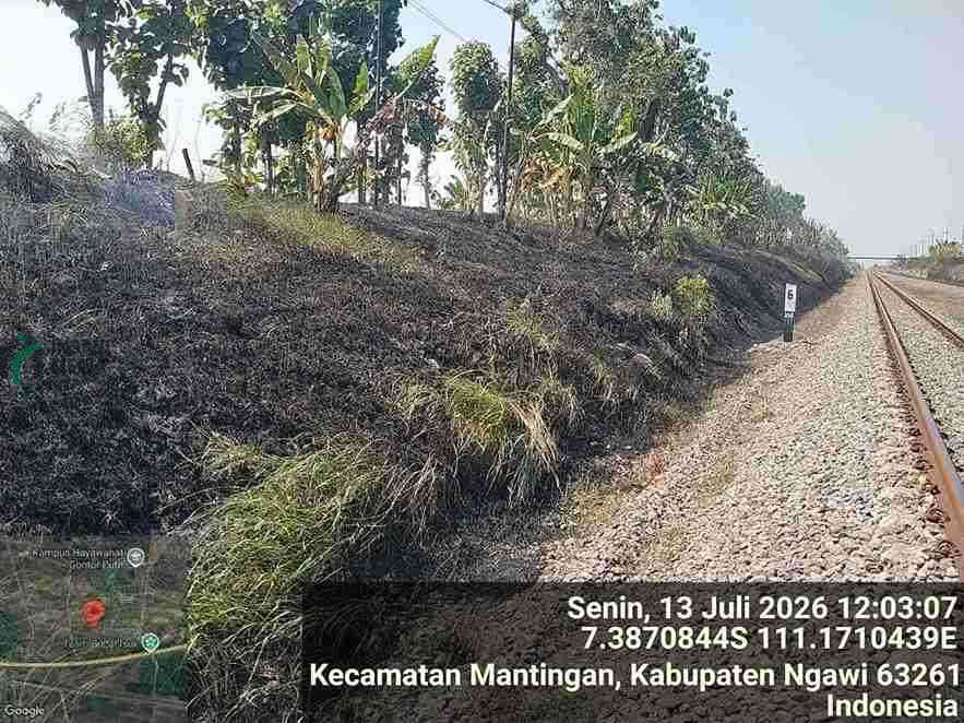 PT KAI Larang Bakar Jerami di Dekat Rel Kereta Api, Ini Bahayanya Sisa Pembakaran Jerami di Mantingan Kabupaten Ngawi di Sekitar Rel Kereta Api
