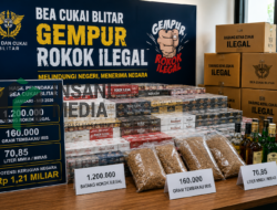 Bea Cukai Blitar Intensifkan Penindakan, 1,2 Juta Batang Rokok Ilegal Disita dan Potensi Kerugian Negara Rp1,21 Miliar Berhasil Diselamatkan
