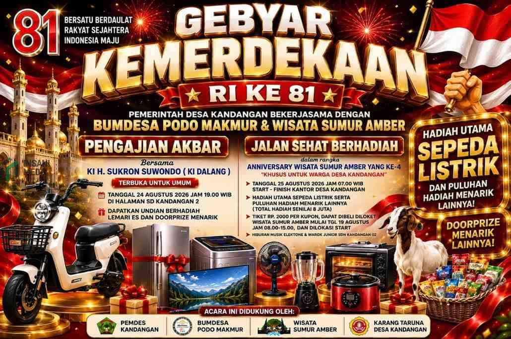 Gebyar Kemerdekaan RI ke-81 Kandangan Blitar, Banjir Hadiah Sepeda Listrik hingga Kambing Kandangan