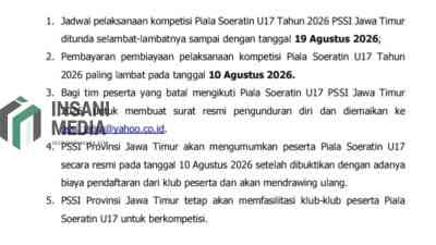 Pengumuman Penundaan Kick Off Piala Soeratin U 17 Jawa Timur