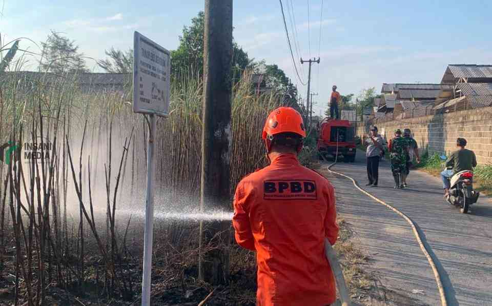 KDKMP di Dekat Lahan Tebu, Nyaris Terbakar saat Lahan di Srengat, Blitar Terbakar Petugas BPBD Kabupaten Blitar Memadamkan Lahan Tebu di Desa Kandangan Kecamatan Srengat yang Terbakar