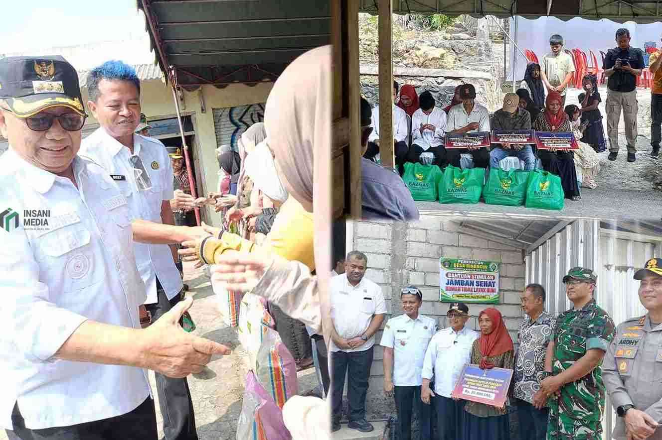 Bupati Blitar Rijanto Menyerahkan Bantuan Beras pada Warga Binangun