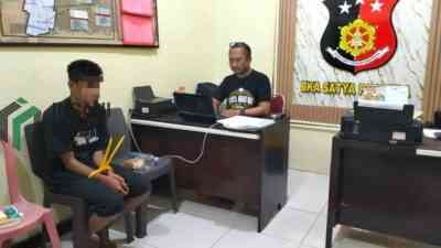 Pelaku Curanmor saat Dimintai Keterangan di Polsek Kepanjenkidul Kota Blitar