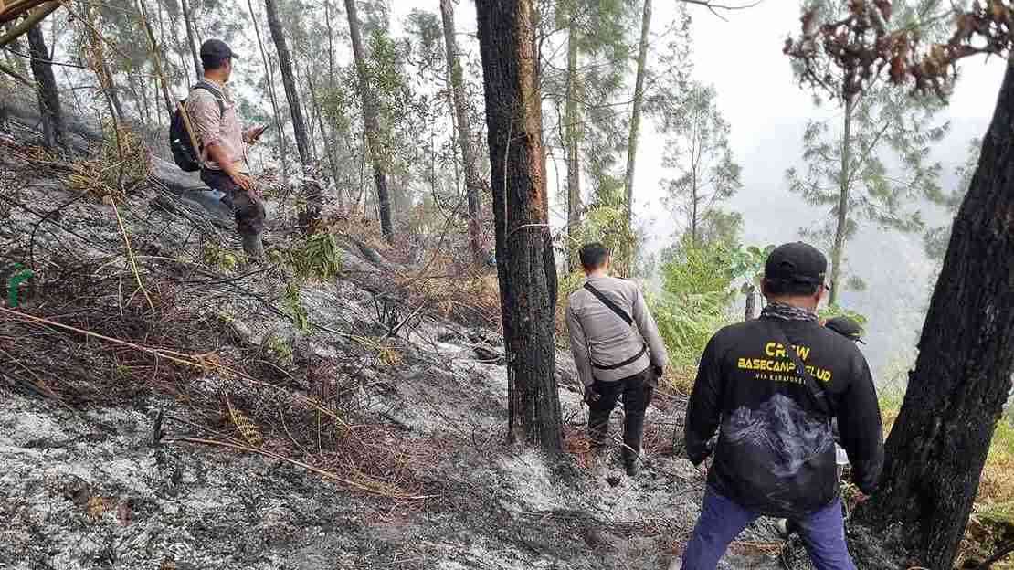 Sebanyak 300 Personel Gabungan Siaga Tangani Karhutla Gunung Buthak Porsonil Gabungan Menyisir Lahan Kabaran di Gunung Buthak