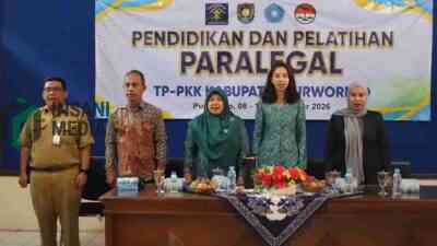 Tim Penggerak Pemberdayaan dan Kesejahteraan Keluarga TP PKK Kabupaten Purworejo mengikuti kegiatan Pendidikan dan Pelatihan Paralegal
